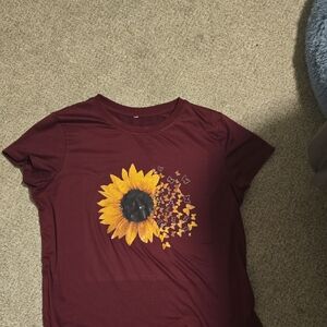 Sunflower Graphic Maroon Women's Top